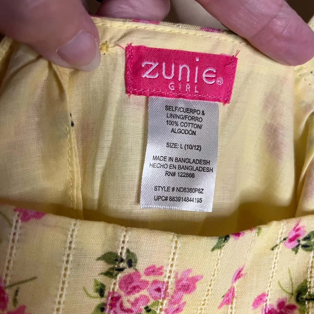Zunie Girls Large 10/12 Yellow and Pink Floral Midi Sun Dress